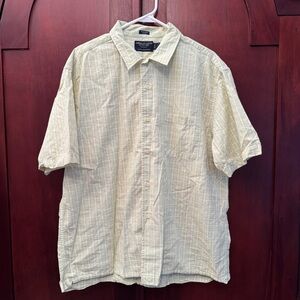 American Eagle Shirt Mens Large Corded Check Cotton Short Sleeve Green Lightweig